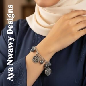 انسيال 3 اسماء مع احجار ملونه (نحاس مطلي فضه)